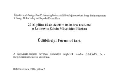 Üdülőhelyi Fórum – 2016.